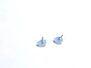 Light Grey Blue Opal Teardrop Stud Earrings