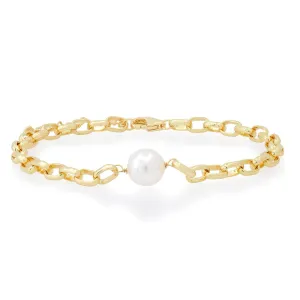Link Bracelet with Solitaire Pearl