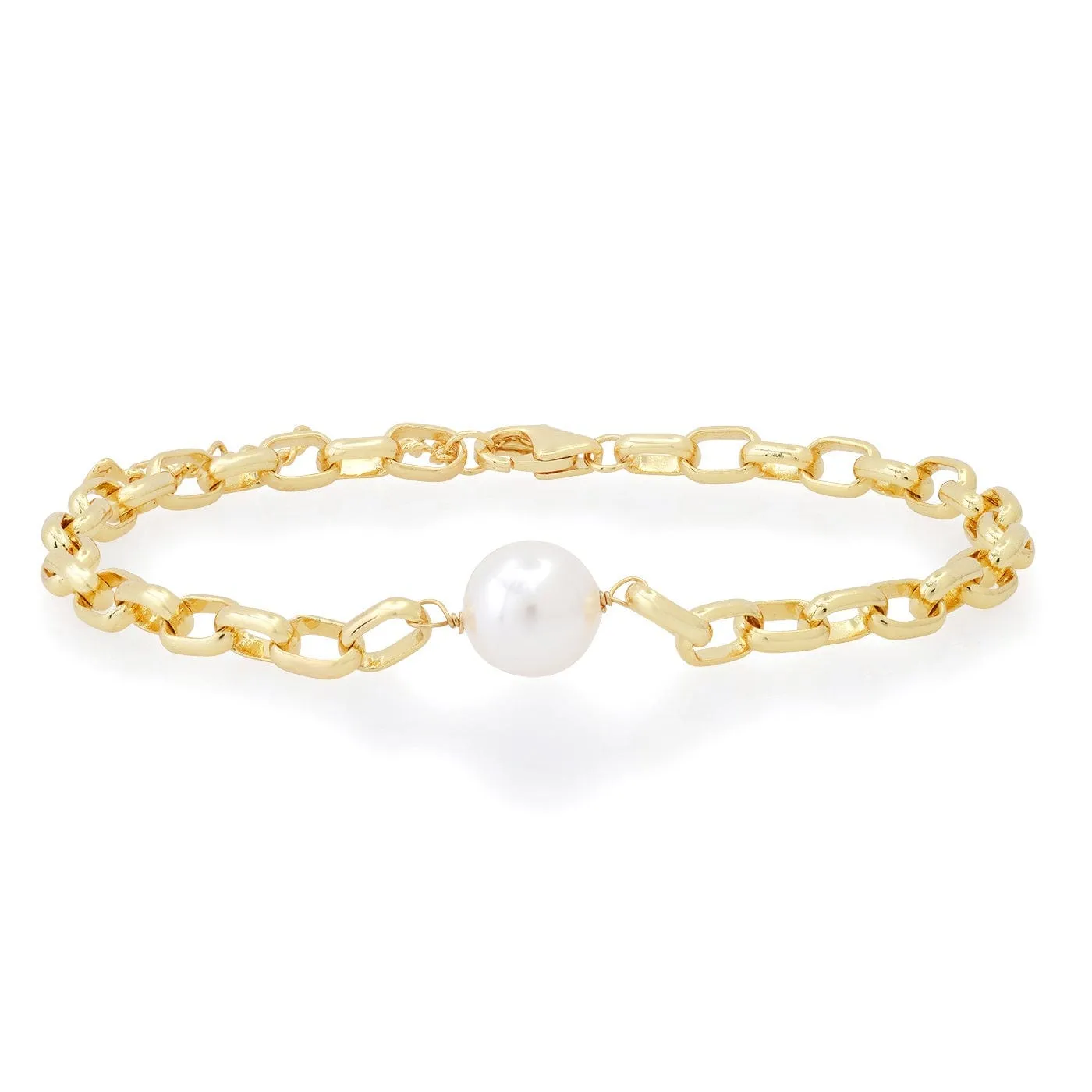 Link Bracelet with Solitaire Pearl