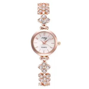 LORDINA Women's Rose Gold Wrist Watch with Rhinestones