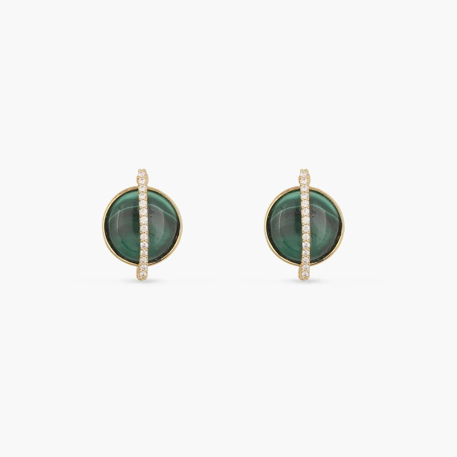 Malachite Eye Silver Stud Earrings