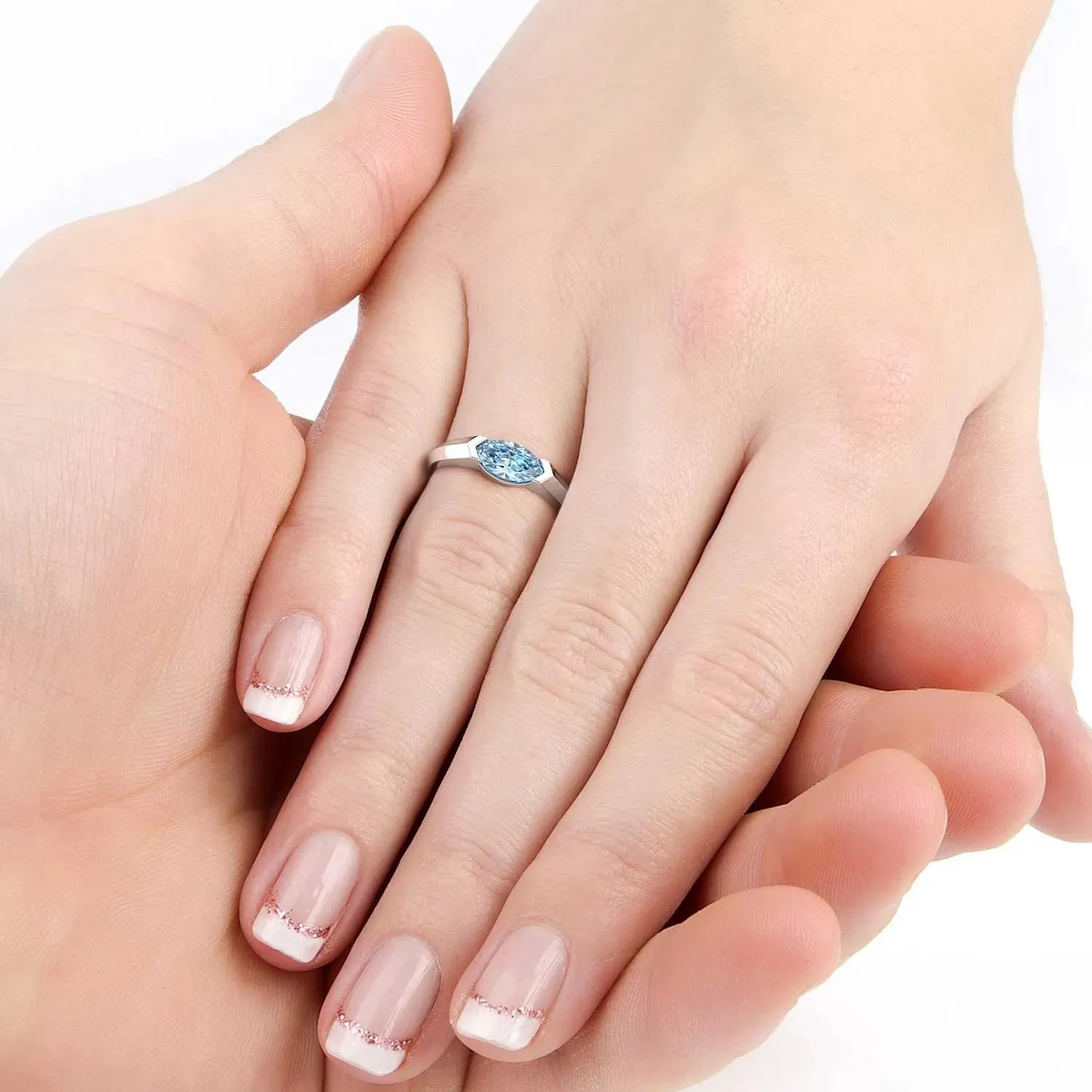 Marquise Cut Topaz Semi Bezel Set RIng