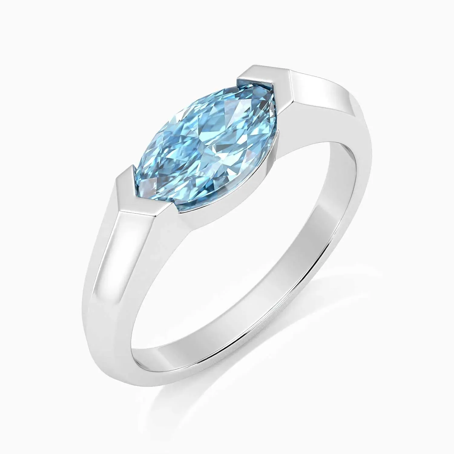 Marquise Cut Topaz Semi Bezel Set RIng
