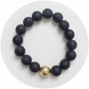 Matte Black Onyx with Hammered Gold Accent