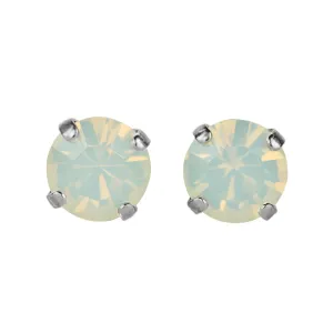 Medium Everyday Post Earrings in "White Opal"- Rhodium