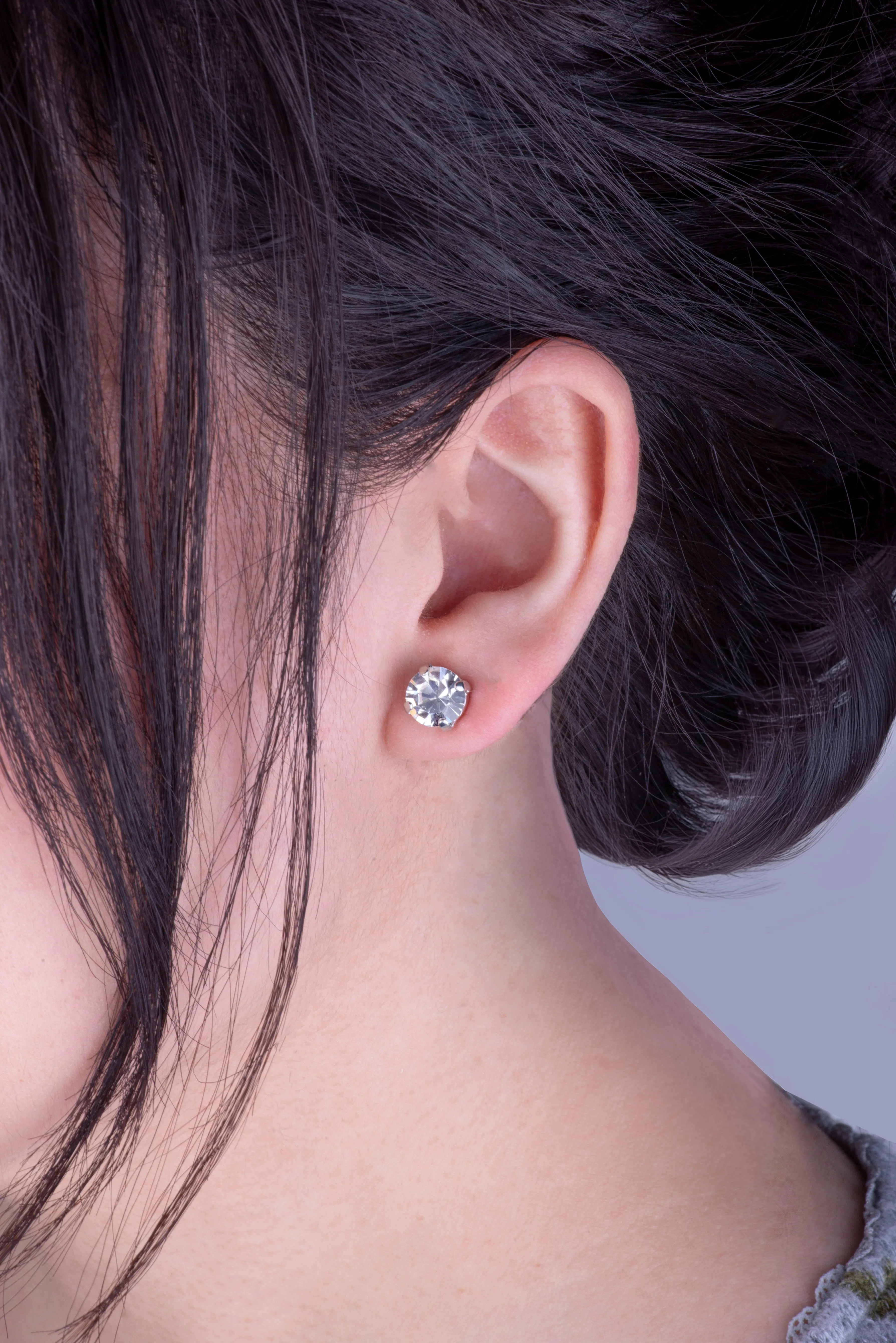 Medium Everyday Post Earrings in "White Opal"- Rhodium