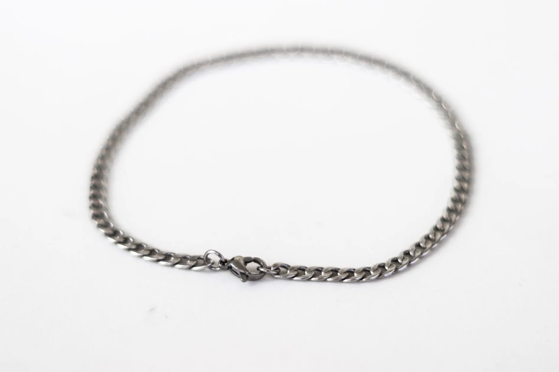 Men's ankle bracelet, silver tone link chain anklet for him