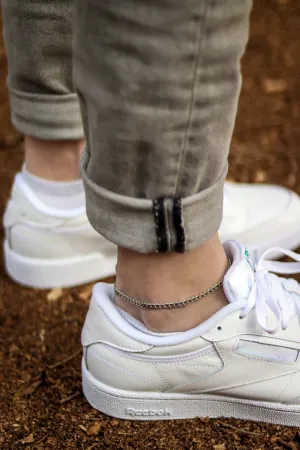 Men's ankle bracelet, silver tone link chain anklet for him