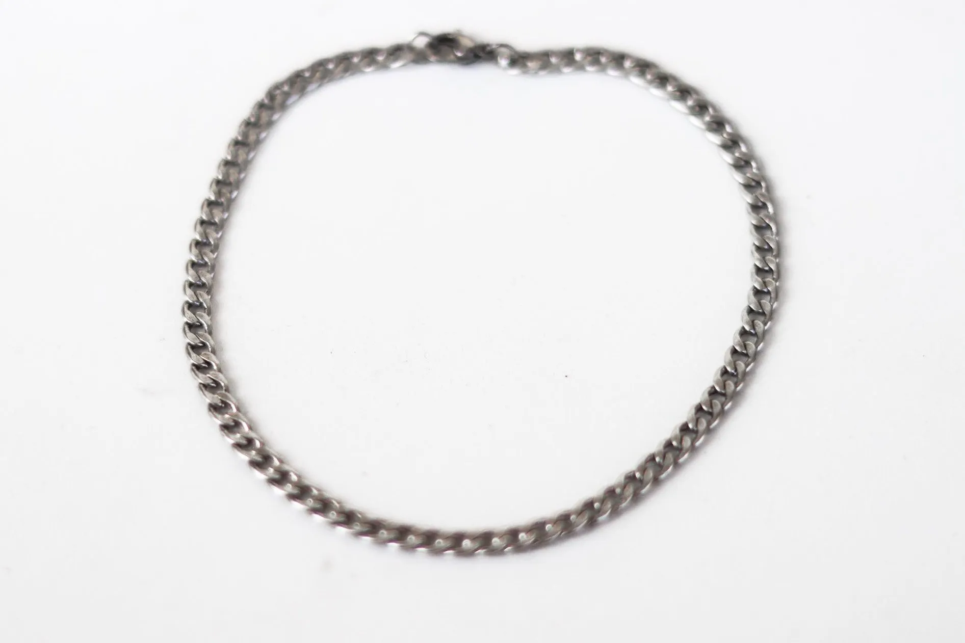 Men's ankle bracelet, silver tone link chain anklet for him