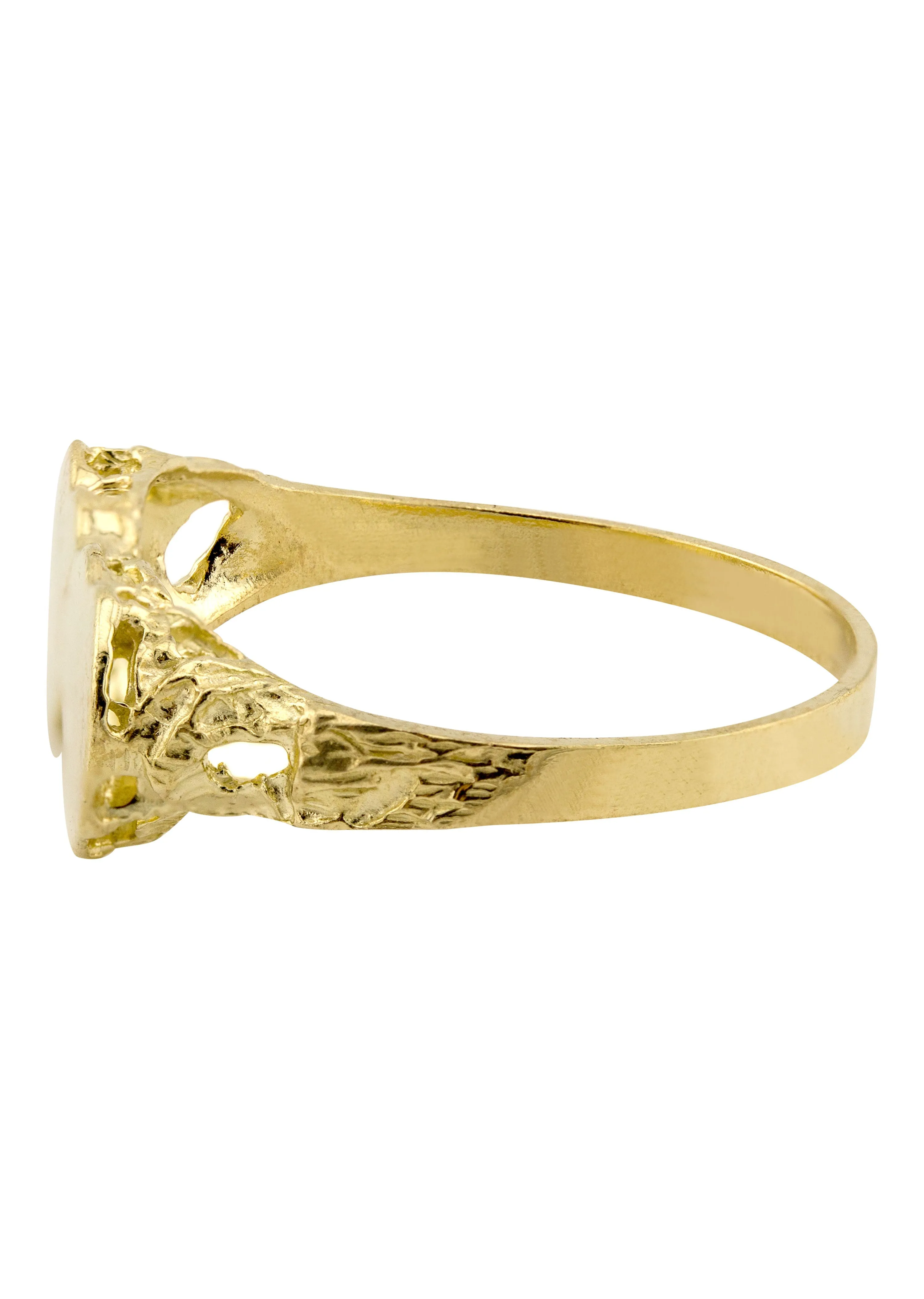 Mens Hearts Signet Ring - 10K Gold | 2 Grams