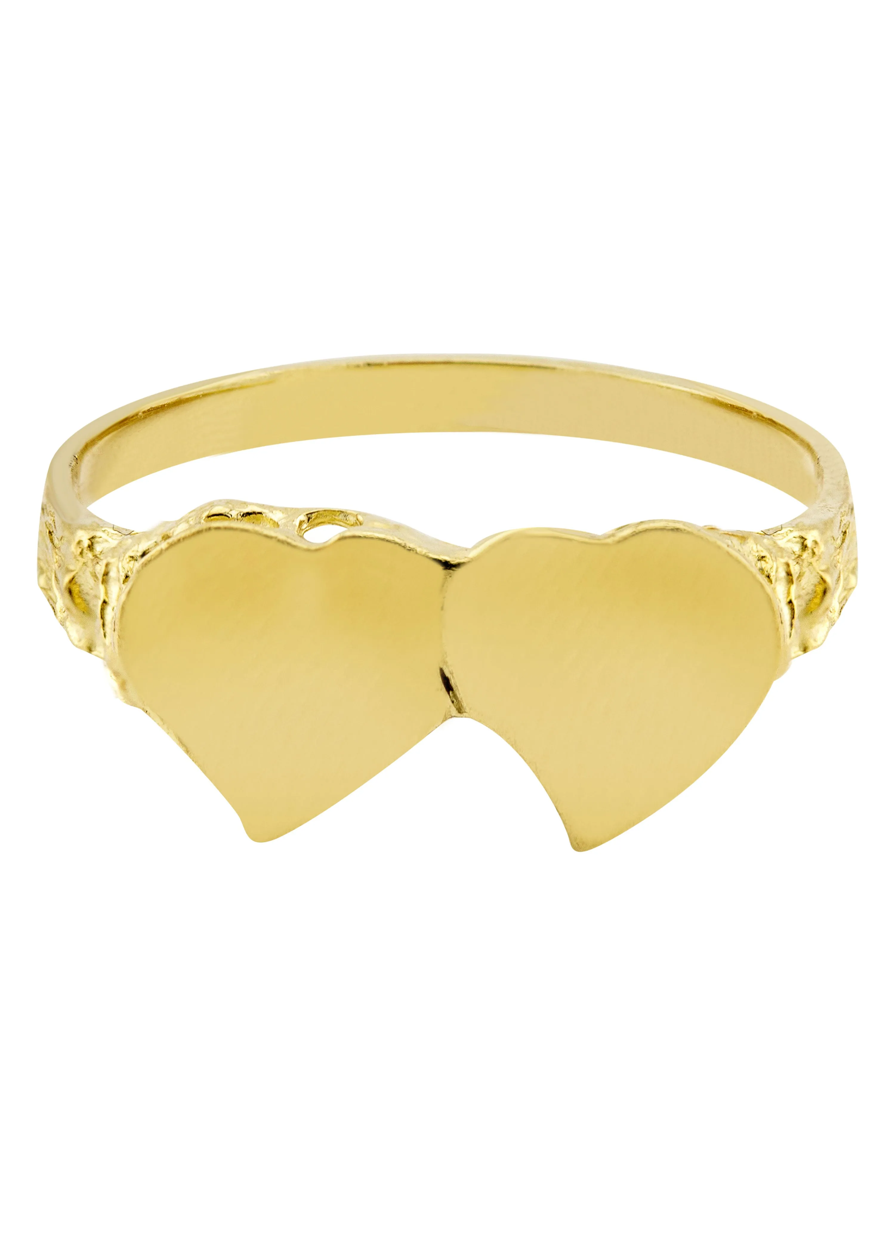 Mens Hearts Signet Ring - 10K Gold | 2 Grams