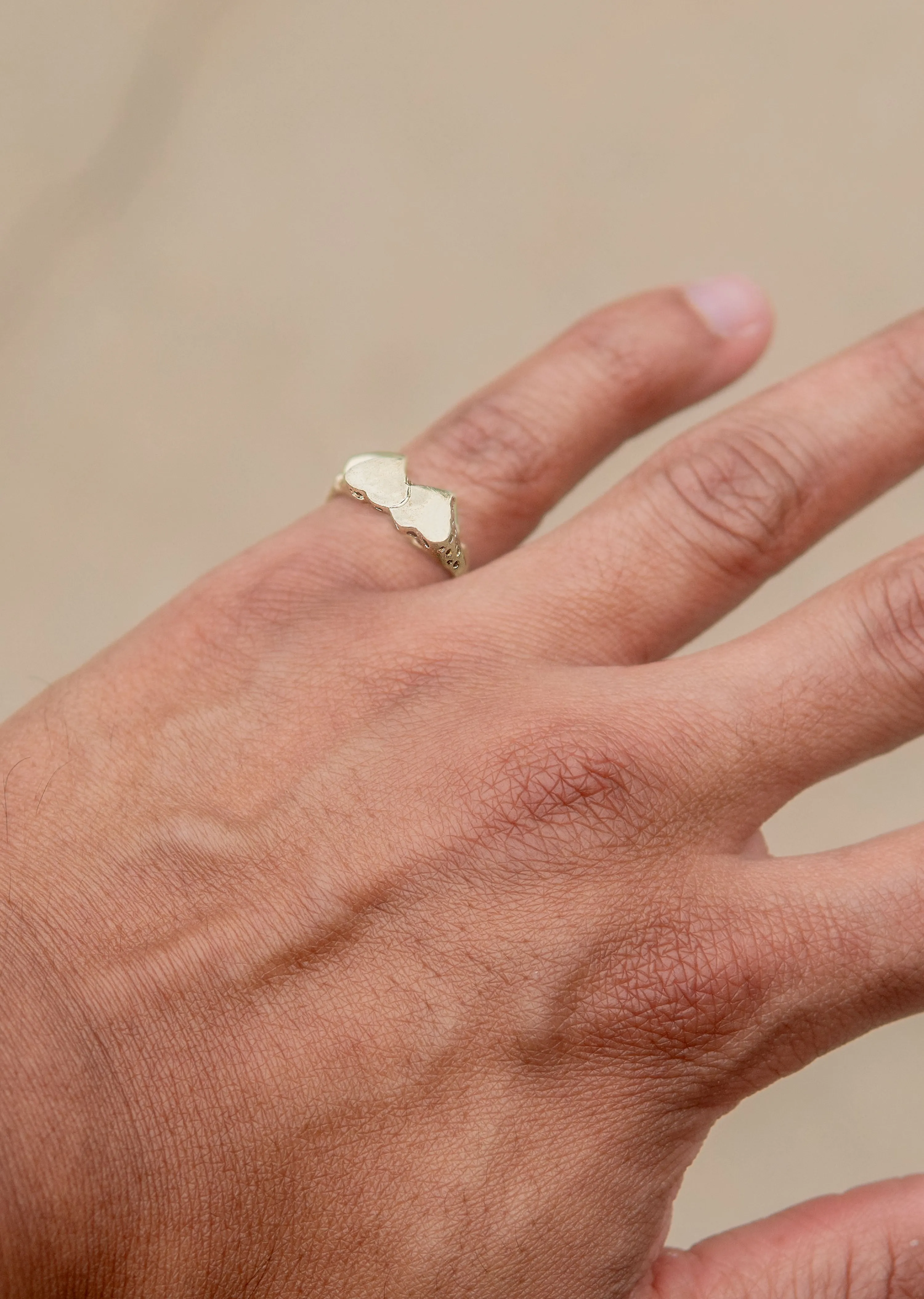Mens Hearts Signet Ring - 10K Gold | 2 Grams