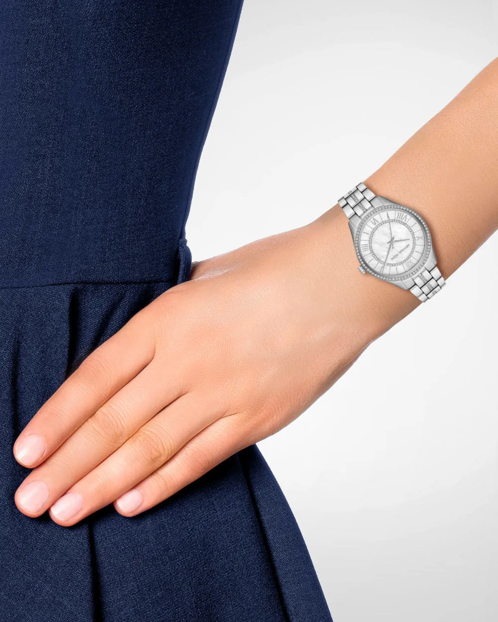 Michael Kors Mini Lauryn Pavé Silver-Tone wristwatch, silver