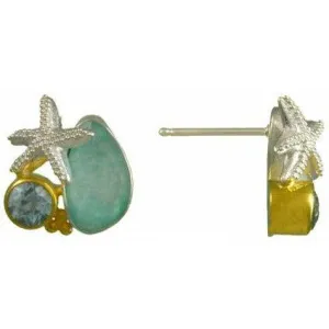 Michou Starfish Amazonite Quartz Stud Earrings - Poseidon's Treasures