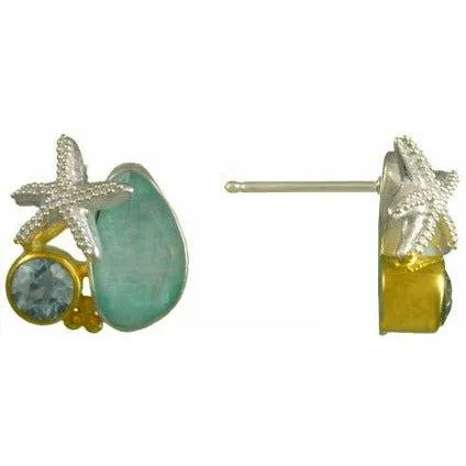 Michou Starfish Amazonite Quartz Stud Earrings - Poseidon's Treasures