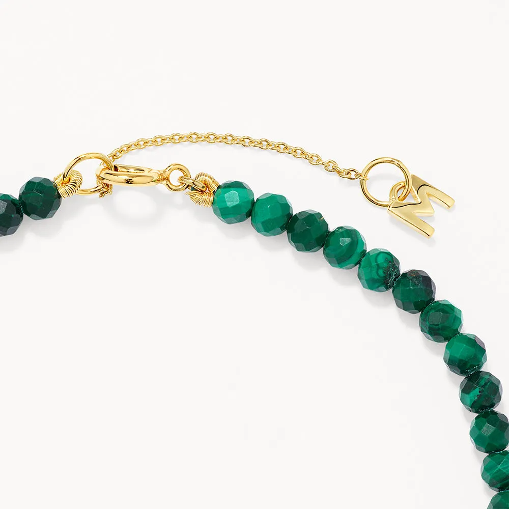 Micro Malachite Bead Bracelet in Gold