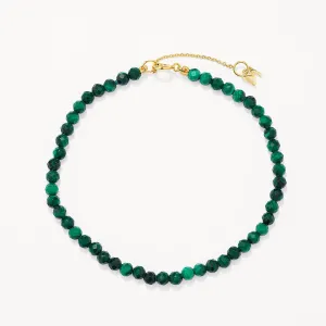 Micro Malachite Bead Bracelet in Gold