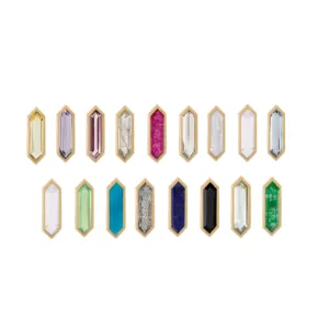 Mini Bezel Hexa Gemstone Studs