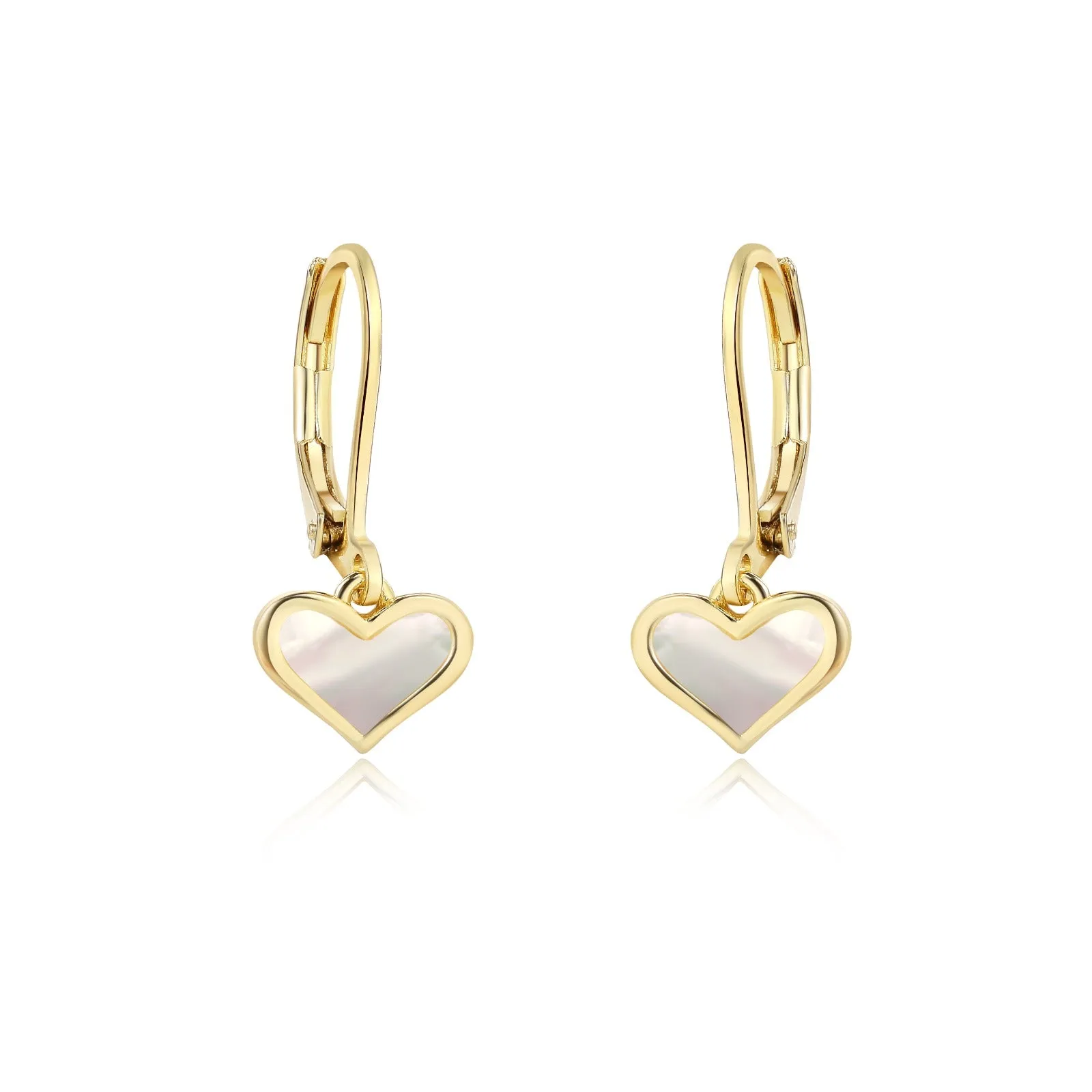 Mother of Pearl Dainty Heart Lever Back