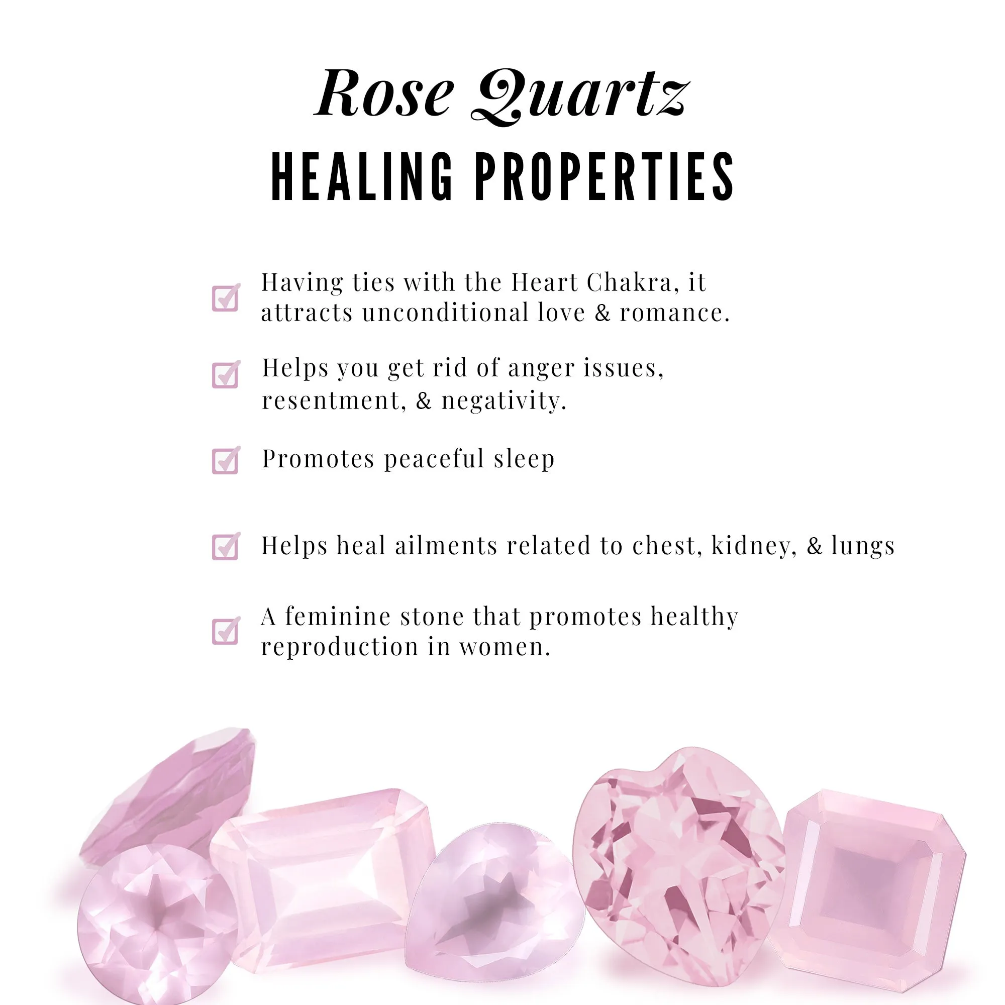 Natural Rose Quartz Solitaire Ring with Diamond Side Stones