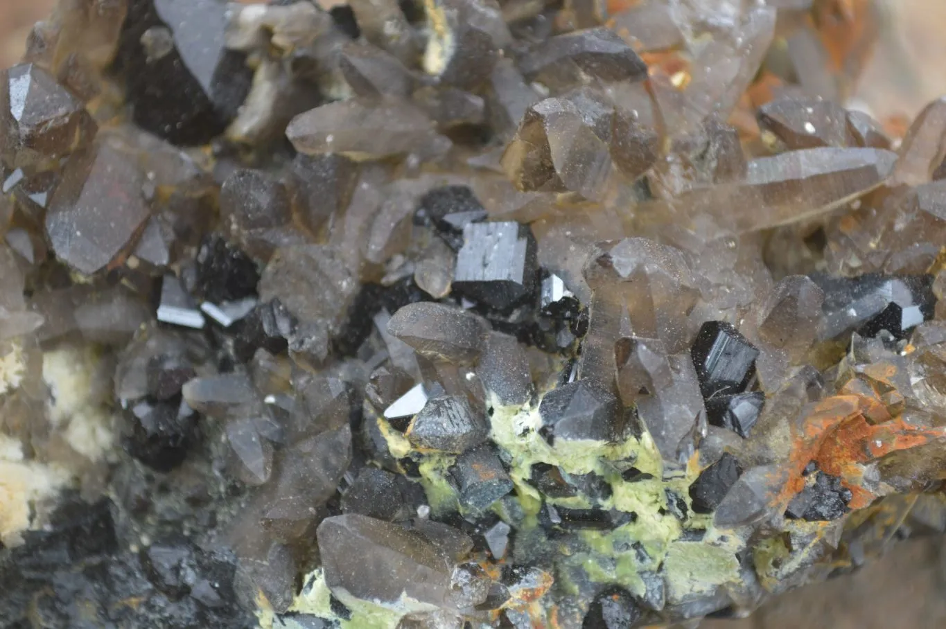 Natural Schorl Black Tourmaline & Smokey Quartz Specimens x 2 From Erongo Mountains, Namibia