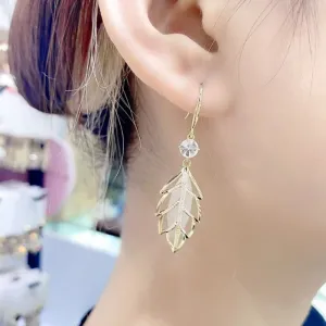 Nature-Inspired Leaf Opal Pendant Dangle Earrings