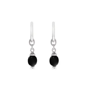 Ocean Reef Drop Hoop Earrings With Black Onyx