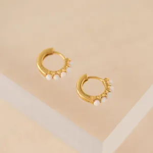 Opal 11mm Huggie Hoop Earrings