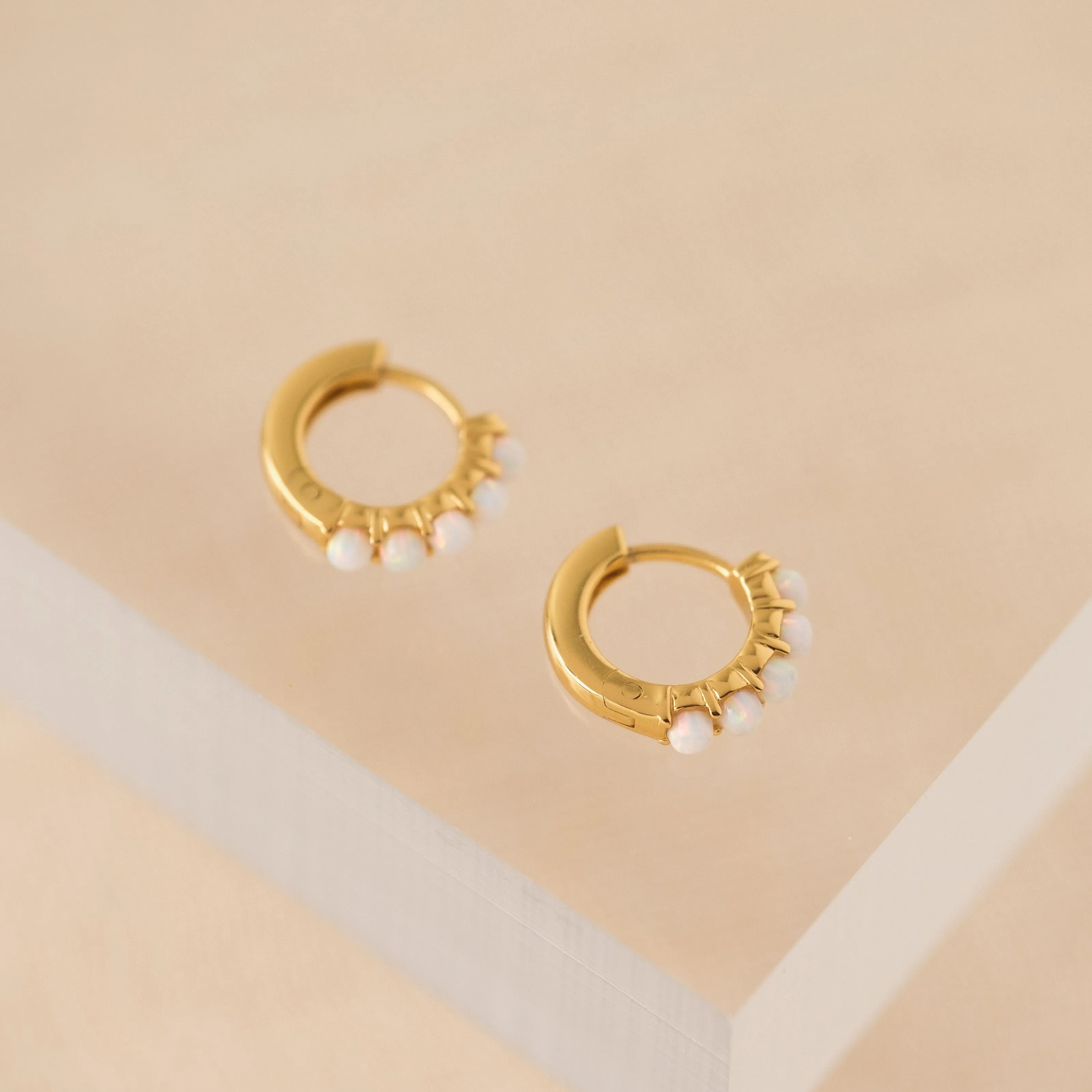 Opal 11mm Huggie Hoop Earrings