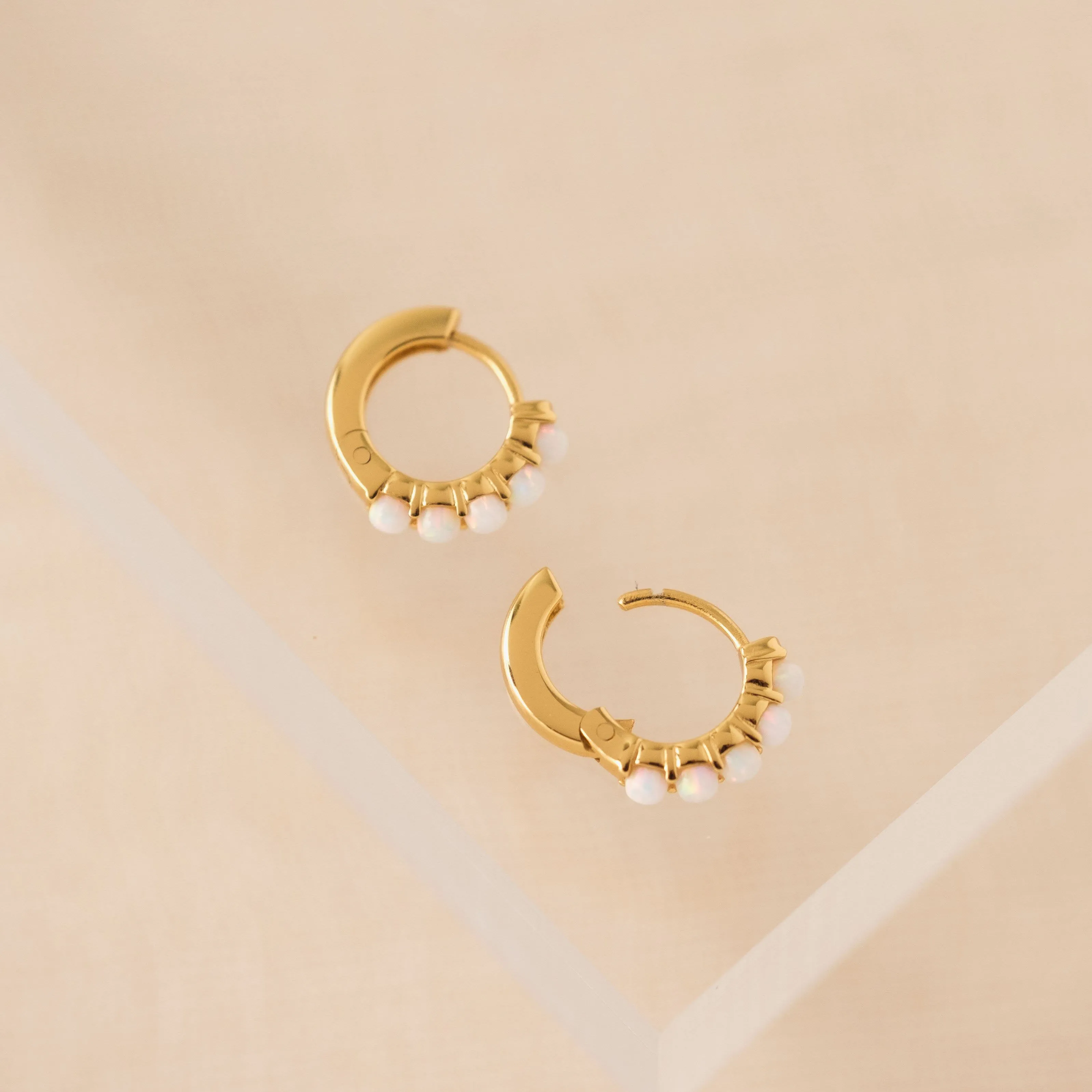 Opal 11mm Huggie Hoop Earrings