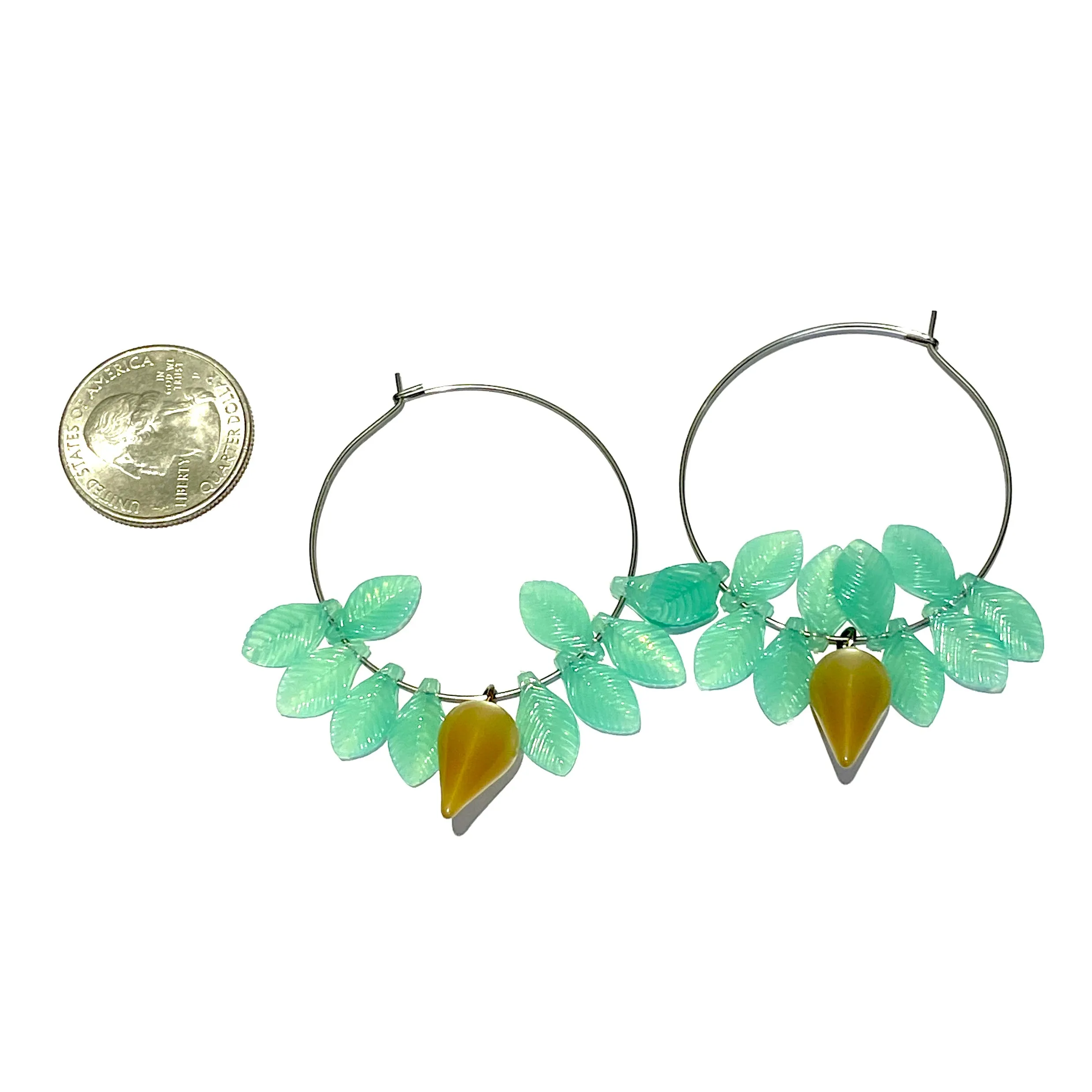 Opal Leaves Hoop Earrings