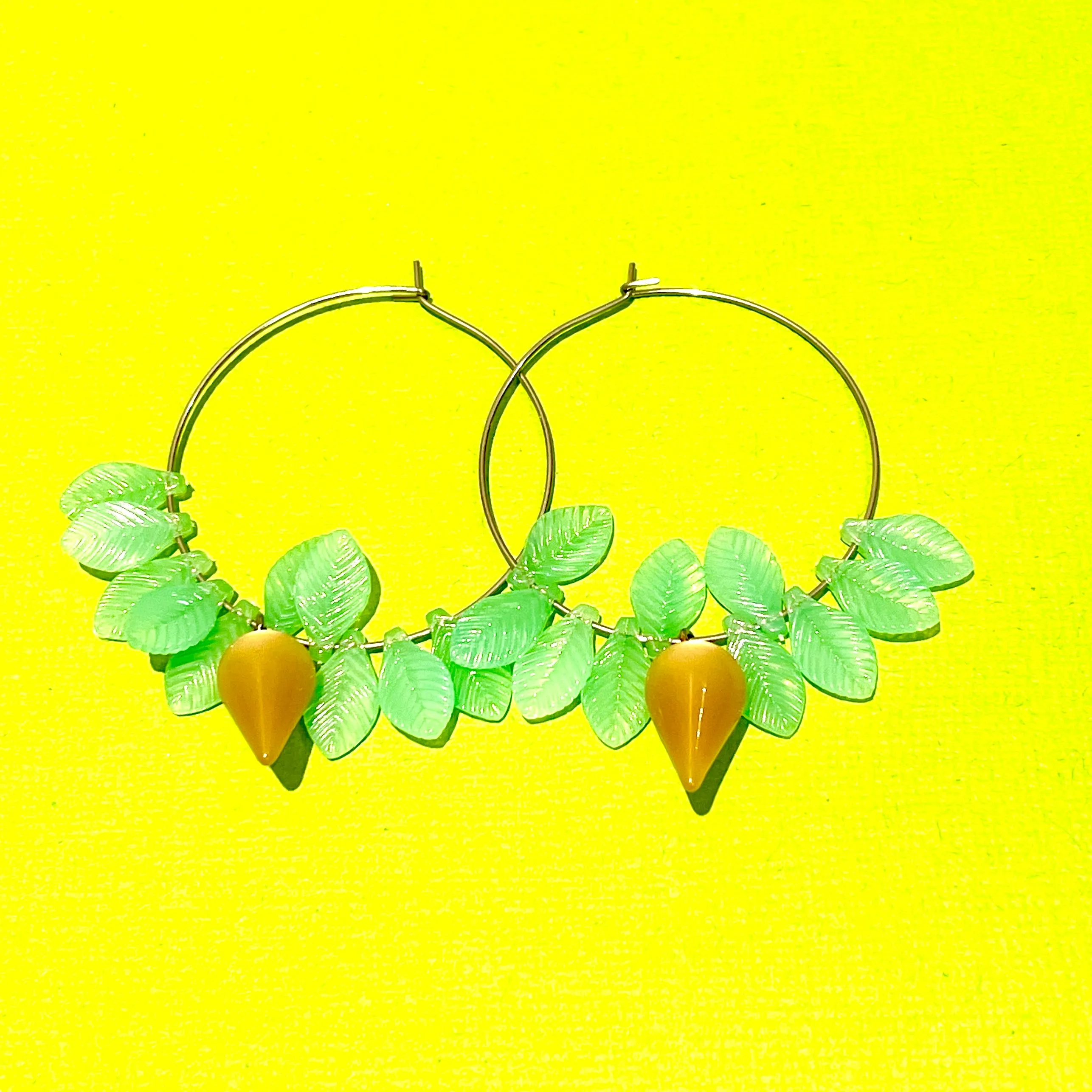 Opal Leaves Hoop Earrings