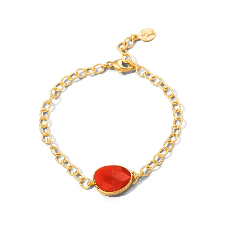 Pebble Bracelet, Red Onyx, Gold