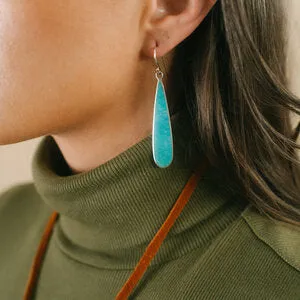 Peyote Bird Turquoise Inlay Teardrop  Earrings