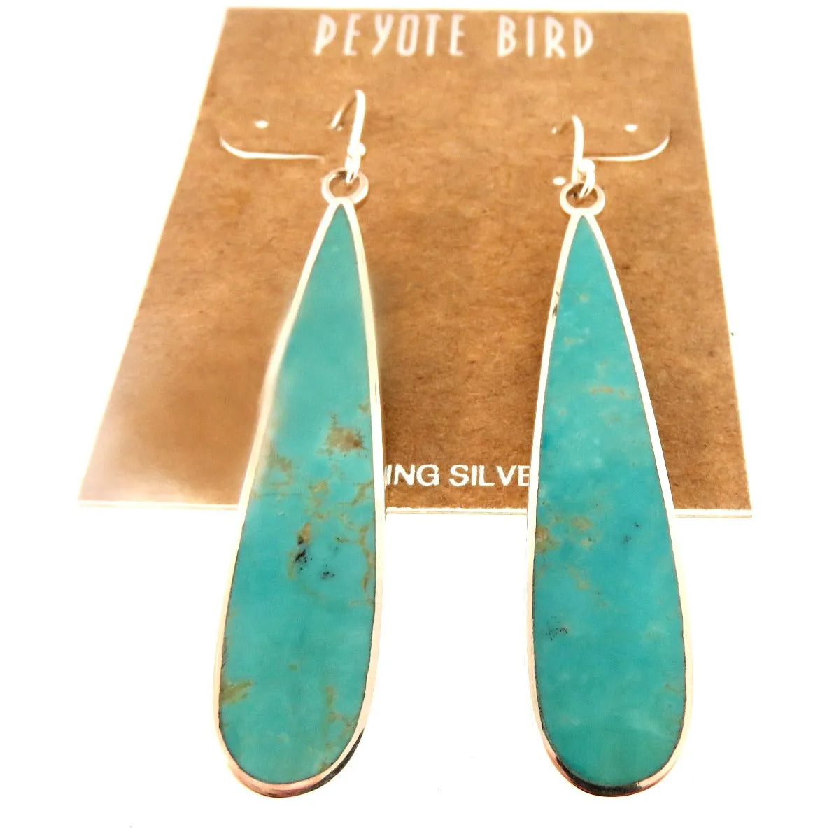 Peyote Bird Turquoise Inlay Teardrop  Earrings