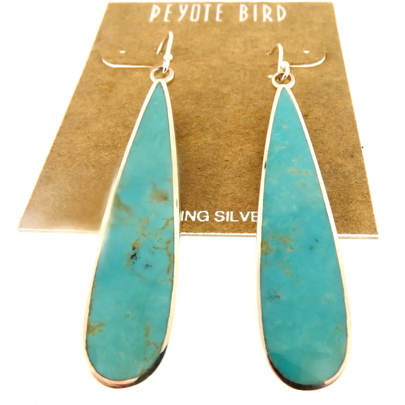 Peyote Bird Turquoise Inlay Teardrop  Earrings