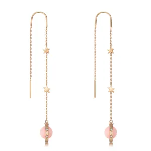 Pink Opal Gold Drop Earrings - Anahata
