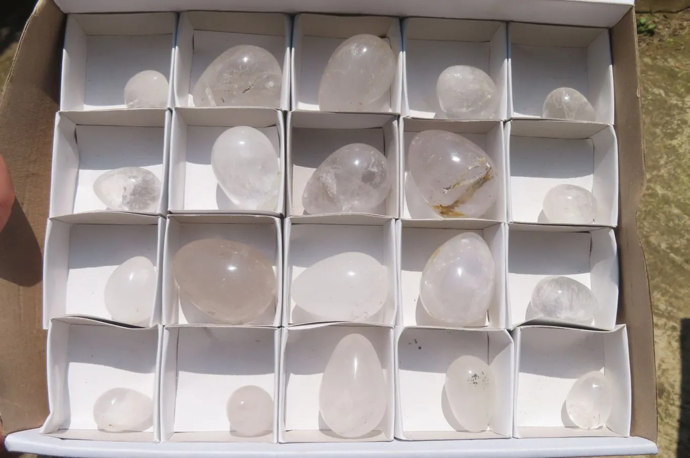 Polished Girasol Pearl Quartz Gemstone Eggs x 20 From Madagascar