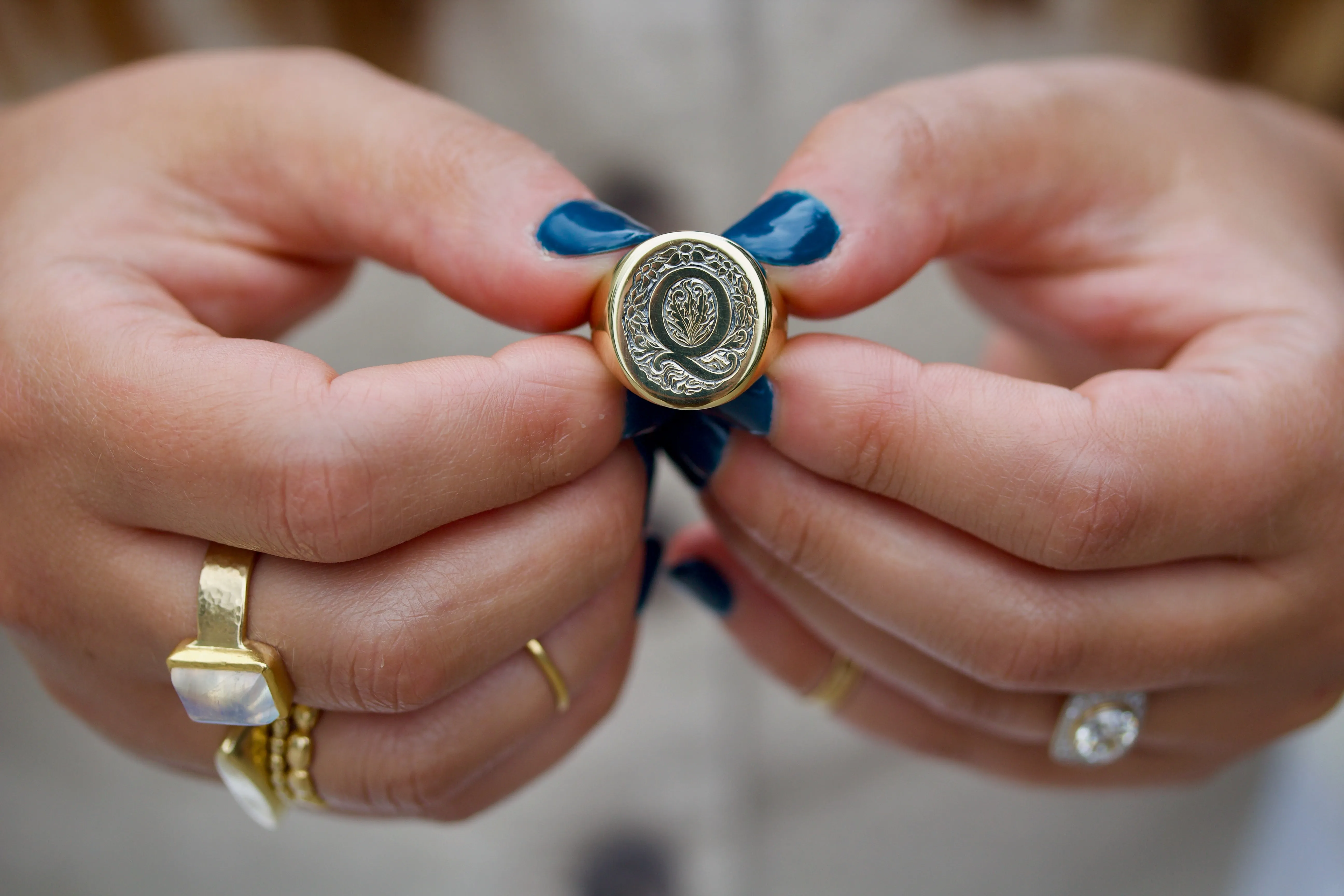 Q Signet Ring