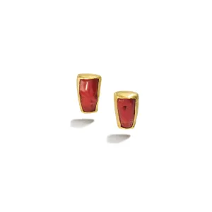 Red Coral Branch Stud Earrings