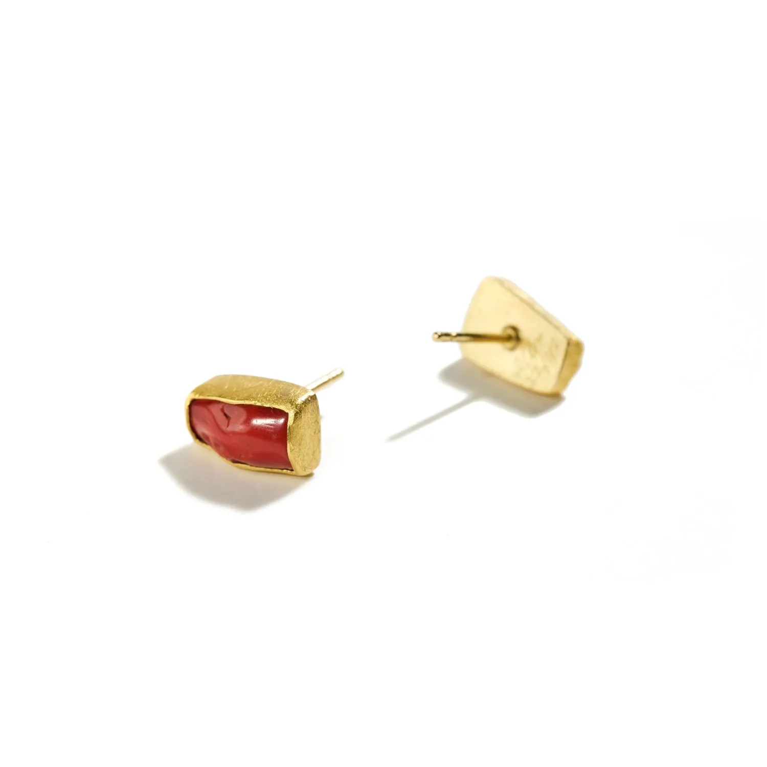 Red Coral Branch Stud Earrings