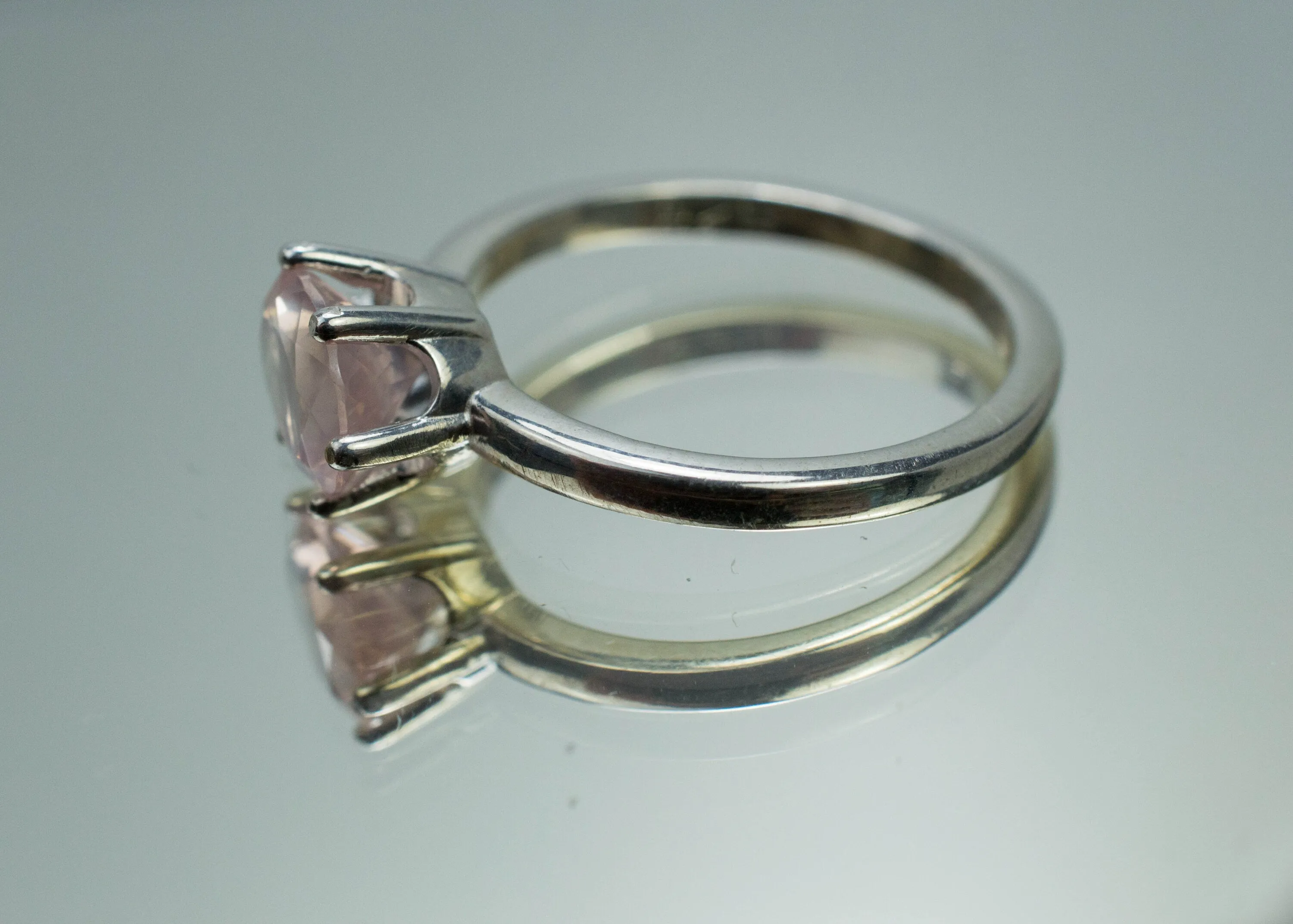 Rose Quartz Ring; Natural Untreated Brazil Quartz; 1.215cts