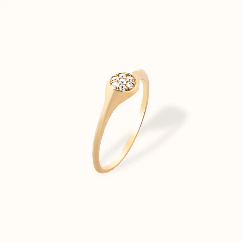 Round Pavé Signet Ring