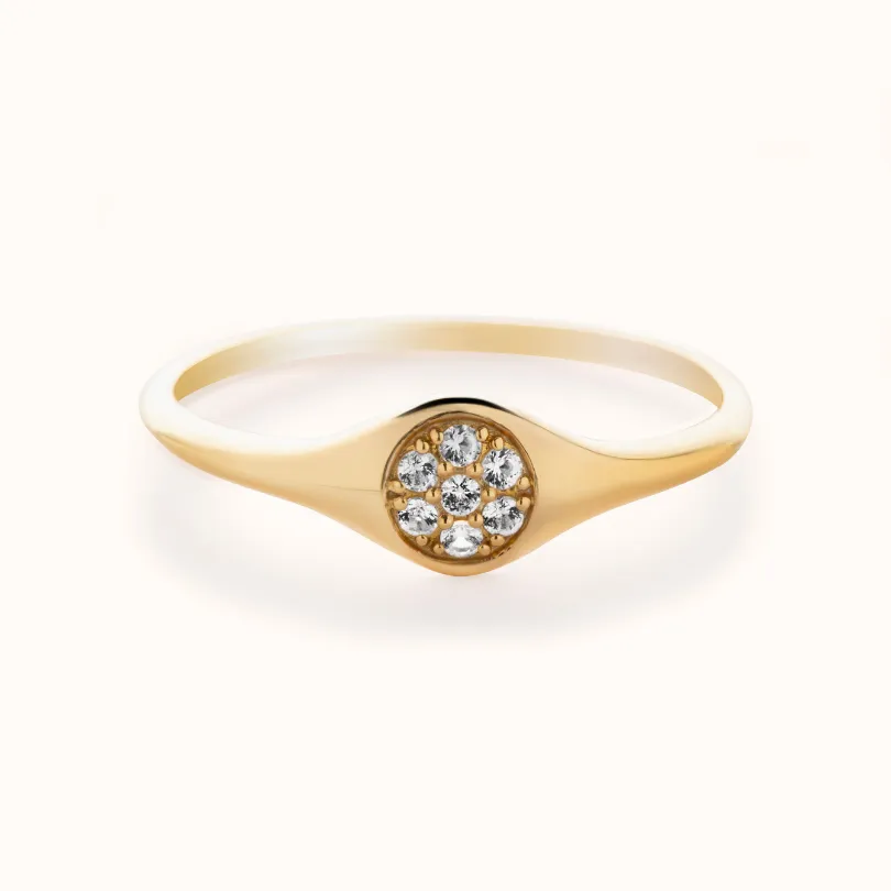 Round Pavé Signet Ring