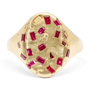 Ruby Baguette Signet Ring - Size 5.5 - 9711
