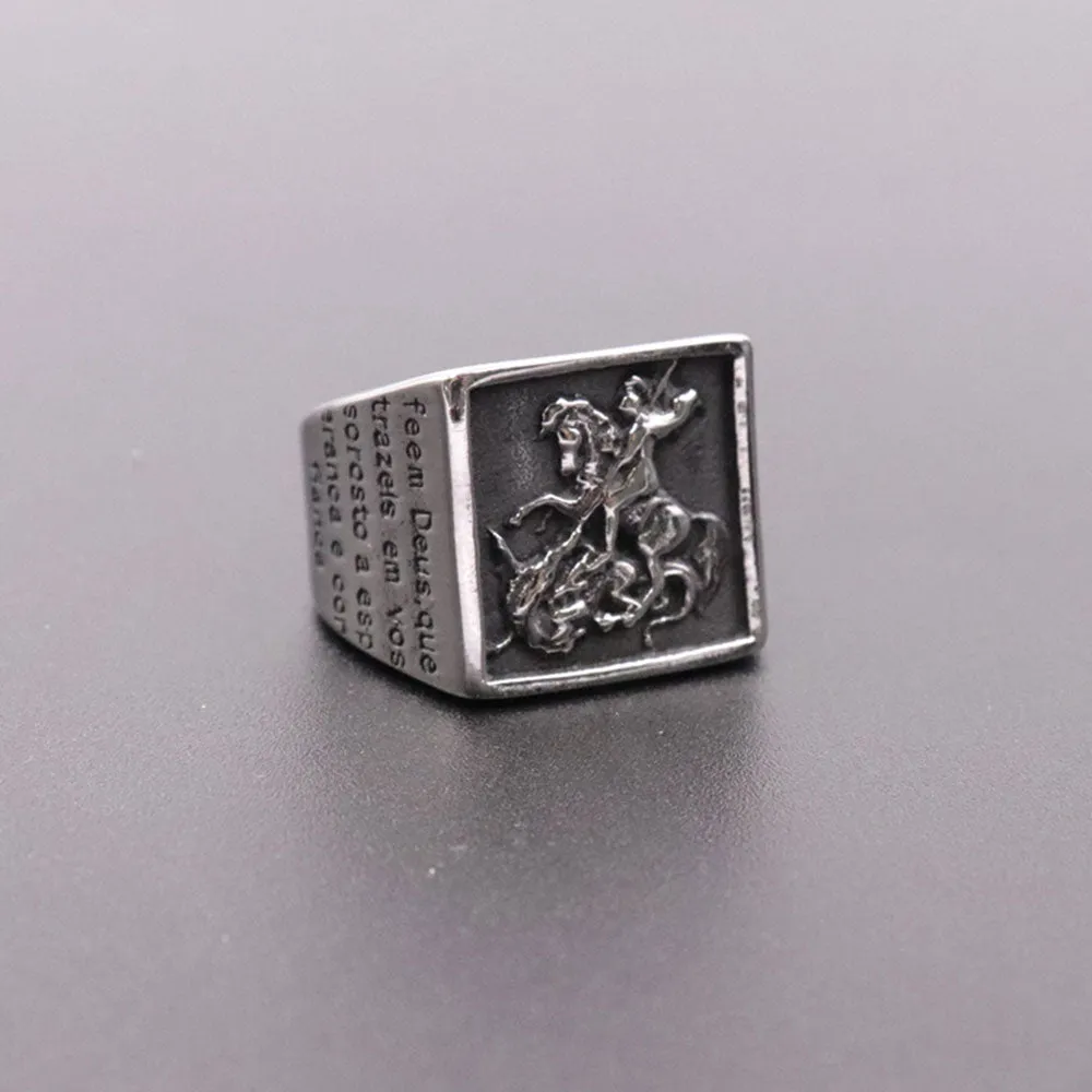 SAINT MICHAEL SQUARE SIGNET RING