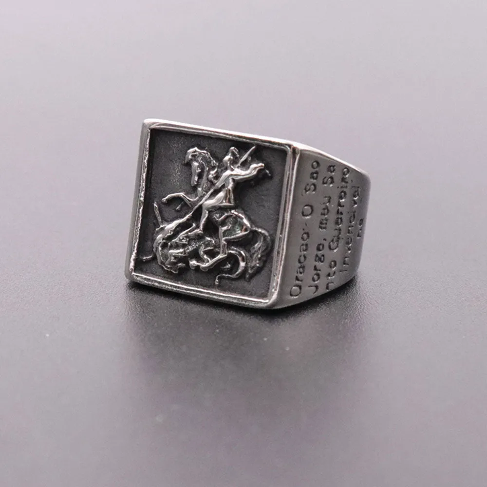 SAINT MICHAEL SQUARE SIGNET RING