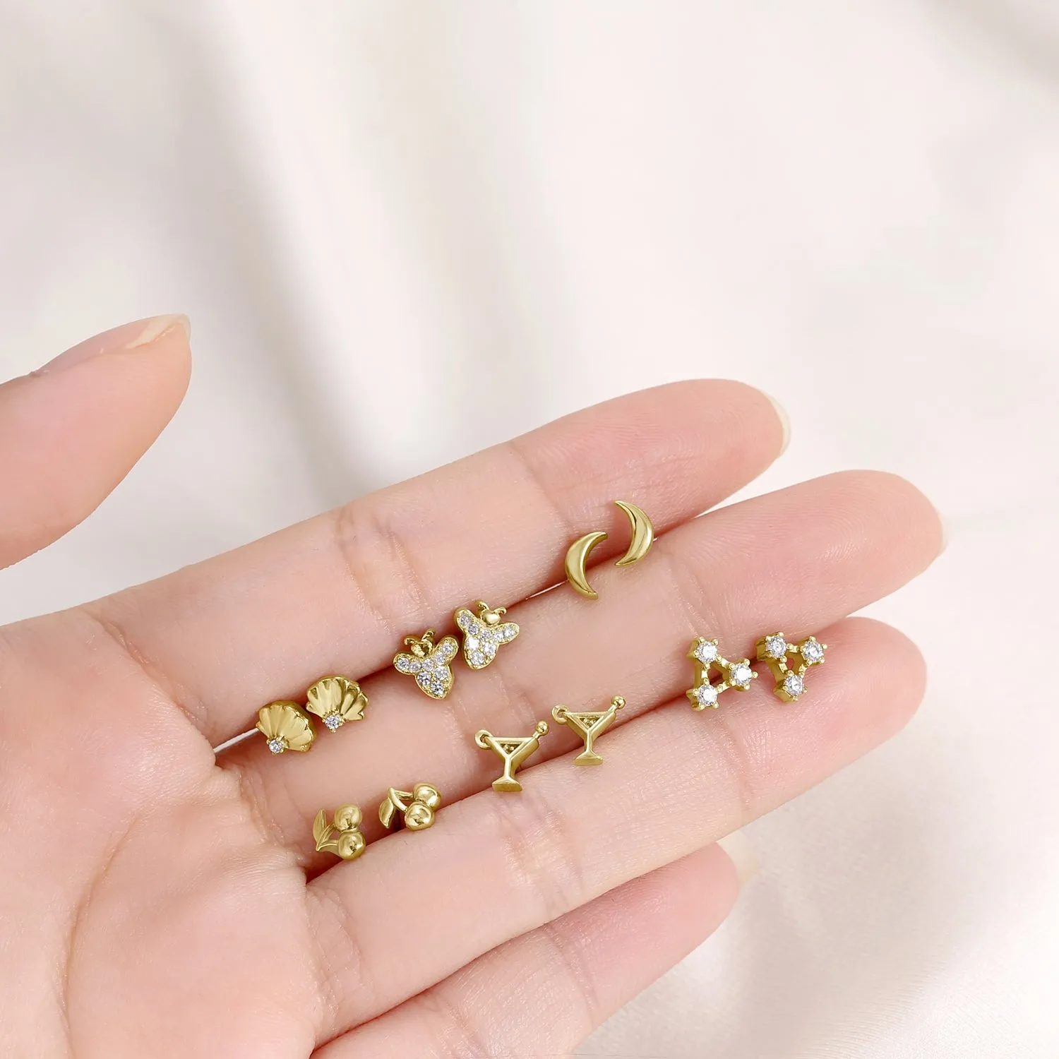 Seashells, Bumble Bee and Crescent Moon Earrings Set