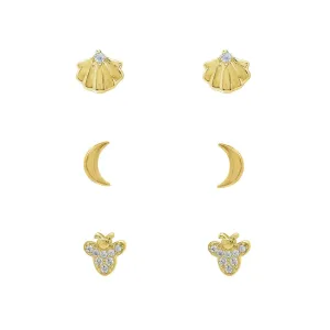 Seashells, Bumble Bee and Crescent Moon Earrings Set