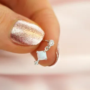 Silver Cubic Opal Earpin